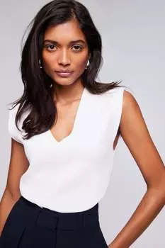 Трикотажный топ с V-образным вырезом Mint Velvet, белый