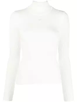 Трикотажный топ с воротником-воронкой Courrges, белый