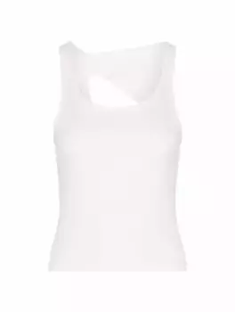 Трикотажный топ с вырезом MM6 MAISON MARGIELA, белый