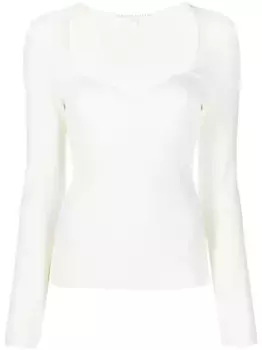 Трикотажный топ с вырезом в форме сердца Veronica Beard, нейтральный