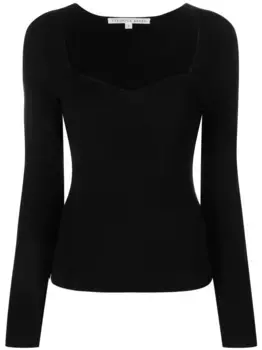 Трикотажный топ с вырезом в форме сердца Veronica Beard, черный