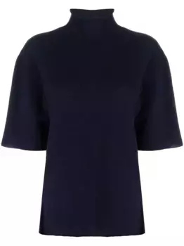 Трикотажный топ с высоким воротником и короткими рукавами JIL SANDER, синий