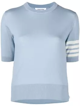 Трикотажный топ с высоким воротником и полосками 4-Bar Thom Browne, синий