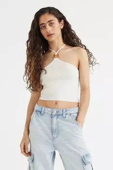 Трикотажный топ с застежками сзади на шее H&amp;M, белый