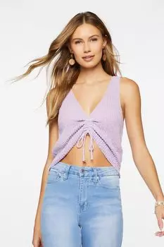 Трикотажный топ со сборками и кулиской Forever 21, лавандовый