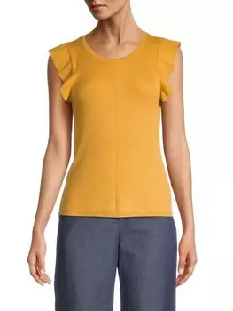 Трикотажный топ T Tahari в рубчик с развевающимися рукавами, sunset hour