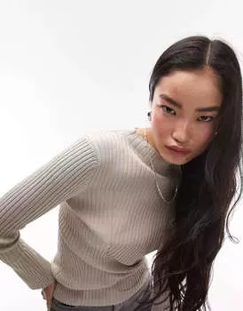 Трикотажный топ Topshop с длинными рукавами и мелкими швами