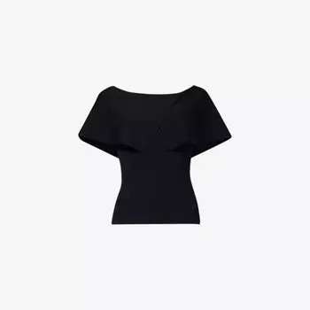 Трикотажный топ узкого кроя с матросским воротником Leem, черный