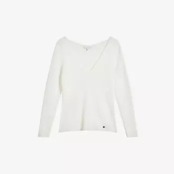 Трикотажный топ узкого кроя с V-образным вырезом Ted Baker, слоновая кость