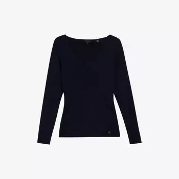 Трикотажный топ узкого кроя с V-образным вырезом Ted Baker, синий