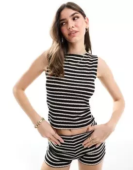 Трикотажный топ в бежевую полоску ASOS DESIGN