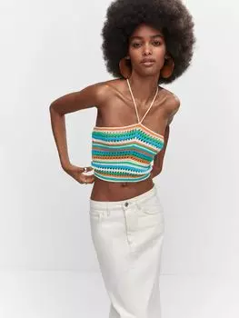 Трикотажный топ в полоску Beauvoir Mango, зеленый