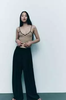 Трикотажный топ в полоску ZARA, в полоску