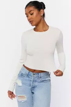 Трикотажный топ в рубчик Forever 21, кремовый