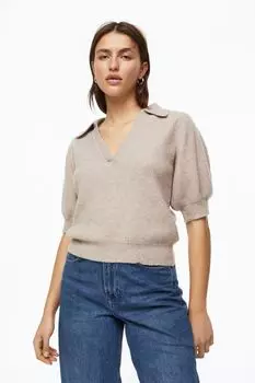 Трикотажный топ в рубчик H&amp;M, бежевый