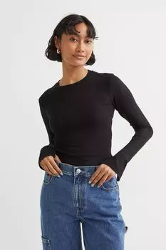 Трикотажный топ в рубчик H&amp;M, черный