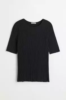 Трикотажный топ в рубчик H&amp;M, черный