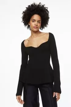 Трикотажный топ в рубчик H&amp;M, черный