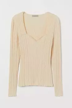 Трикотажный топ в рубчик H&amp;M, сливочный