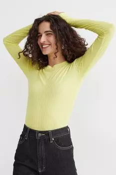 Трикотажный топ в рубчик H&amp;M, желтый