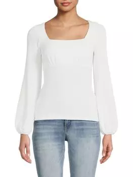 Трикотажный топ в рубчик с квадратным вырезом Renee C., слоновая кость