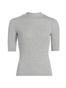 Трикотажный топ в рубчик с воротником-стойкой Frame