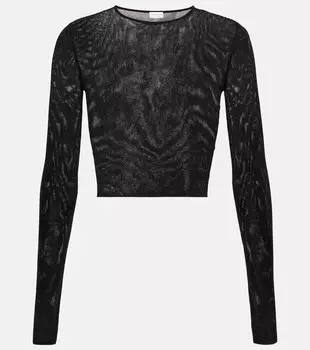 Трикотажный топ в рубчик SAINT LAURENT, черный