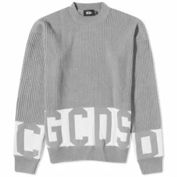 Трикотажный трикотаж с логотипом GCDS Low Band, серый