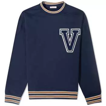 Трикотажный трикотаж с логотипом Valentino V, индиго