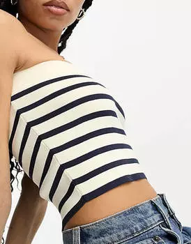 Трикотажный укороченный топ-бандо в полоску ASOS DESIGN