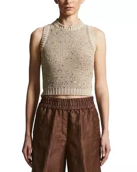 Трикотажный укороченный топ Peserico, коричневый/бежевый