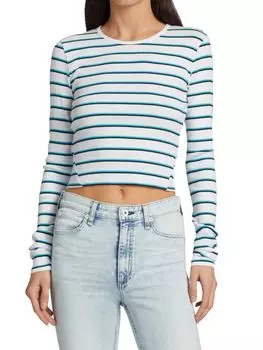 Трикотажный укороченный топ Rag&amp;Bone в полоску Essential, мультиколор