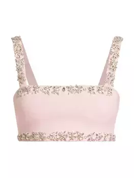 Трикотажный укороченный топ с украшением Matchmaker Zimmermann, цвет dusty pink