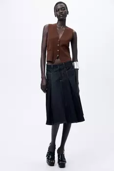 Трикотажный верх жилета с пластинкой на спине ZARA, коричневый