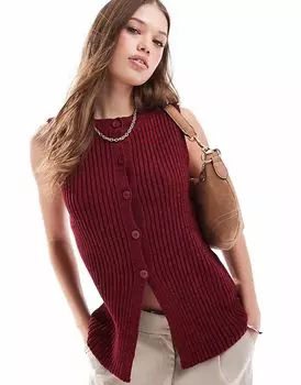 Трикотажный жилет ASOS DESIGN бордового цвета
