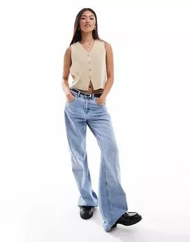 Трикотажный жилет ASOS DESIGN с V-образным вырезом в цвете «песок»