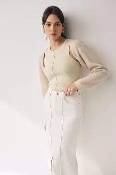 Трикотажный жилет Co Ord из 30% шерсти Next, экрю