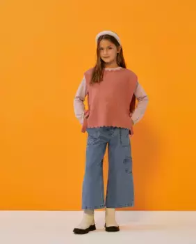 Трикотажный жилет для девочки с завязками по бокам Kids El Corte Ingls, терракотовый