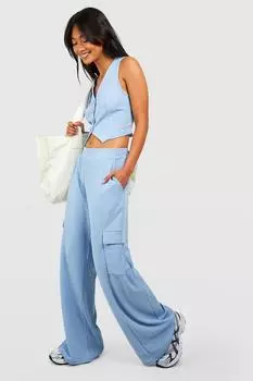 Трикотажный жилет и широкие брюки из крепа Boohoo, синий