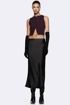 Трикотажный жилет на пуговицах ZARA, цвет aubergine