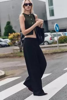 Трикотажный жилет на пуговицах ZARA, хаки