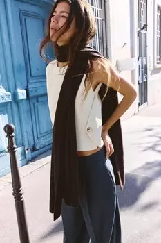 Трикотажный жилет с боковыми пуговицами ZARA, экрю