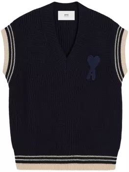 Трикотажный жилет с монограммой Ami de Coeur AMI Paris, синий