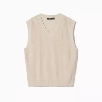 Трикотажный жилет с V-образным вырезом Bershka V-neck knit, светло-бежевый