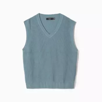 Трикотажный жилет с V-образным вырезом Bershka V-neck knit, светло-синий