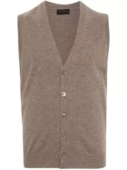 Трикотажный жилет с V-образным вырезом Dell'oglio, нейтральный цвет