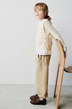Трикотажный жилет шениль ZARA, экрю