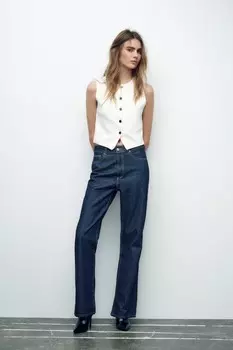 Трикотажный жилет стрейч ZARA, белый