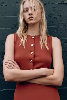 Трикотажный жилет стрейч ZARA, цвет brick