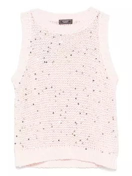 Трикотажный жилет, украшенный пайетками Peserico, розовый